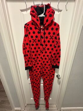 Y2K Paul frank One-piece pajamas onesie black red polka dot skull